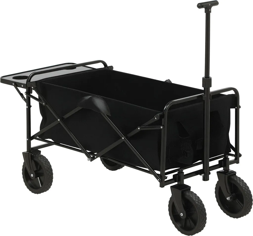 Outsunny Chariot de Plage Pliable 117L avec Bâche Noire Amovible