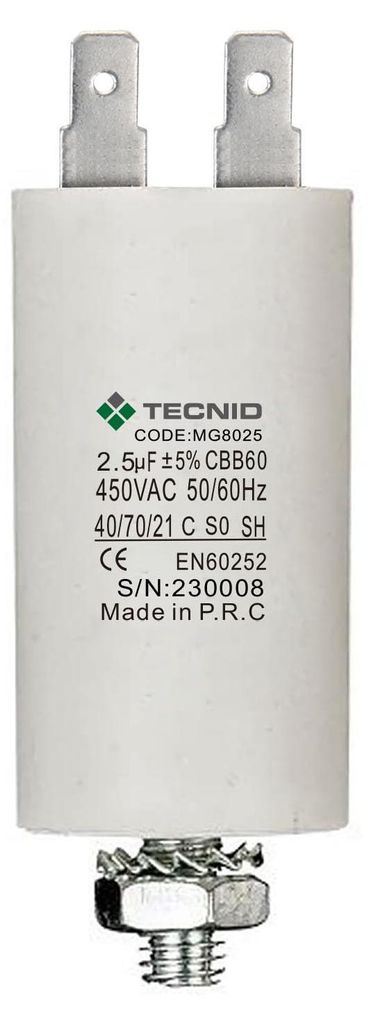 CONDENSATORE DI SPUNTO CON VITE PER MOTORI ELETTRICI 450V - Immagine del prodotto 