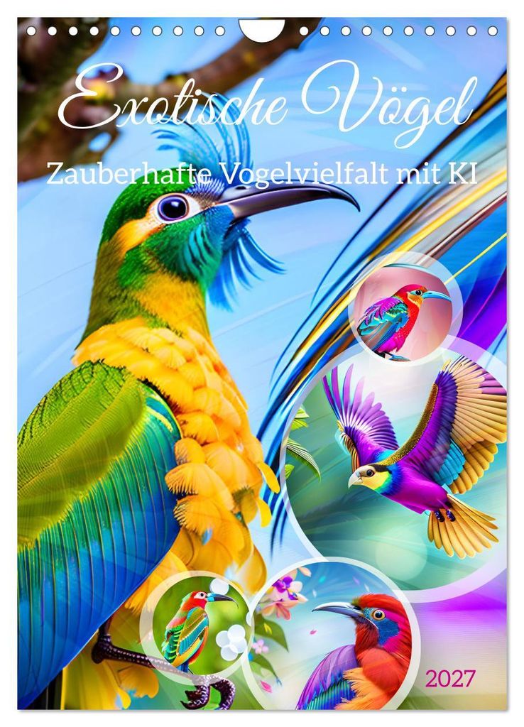 Exotische Vögel. Zauberhafte Vogelvielfalt mit KI (Wandkalender 2027 DIN A4 hoch), CALVENDO Monatskalender