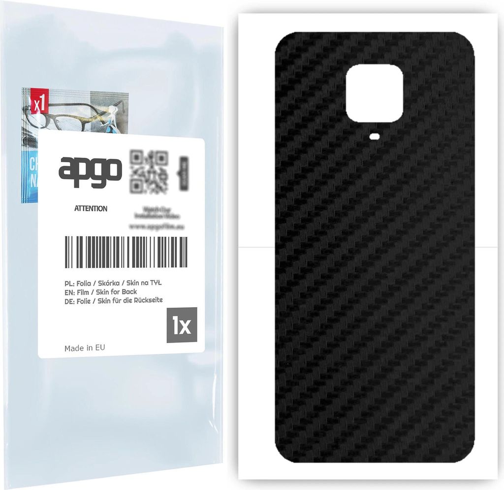 apgo Rückseite Schutzfolie für Xiaomi Redmi Note 9 Pro - Hinten Schutzfolie Carbon, Rückseite Folie schützt vor Kratzern und Fingerabdrücken