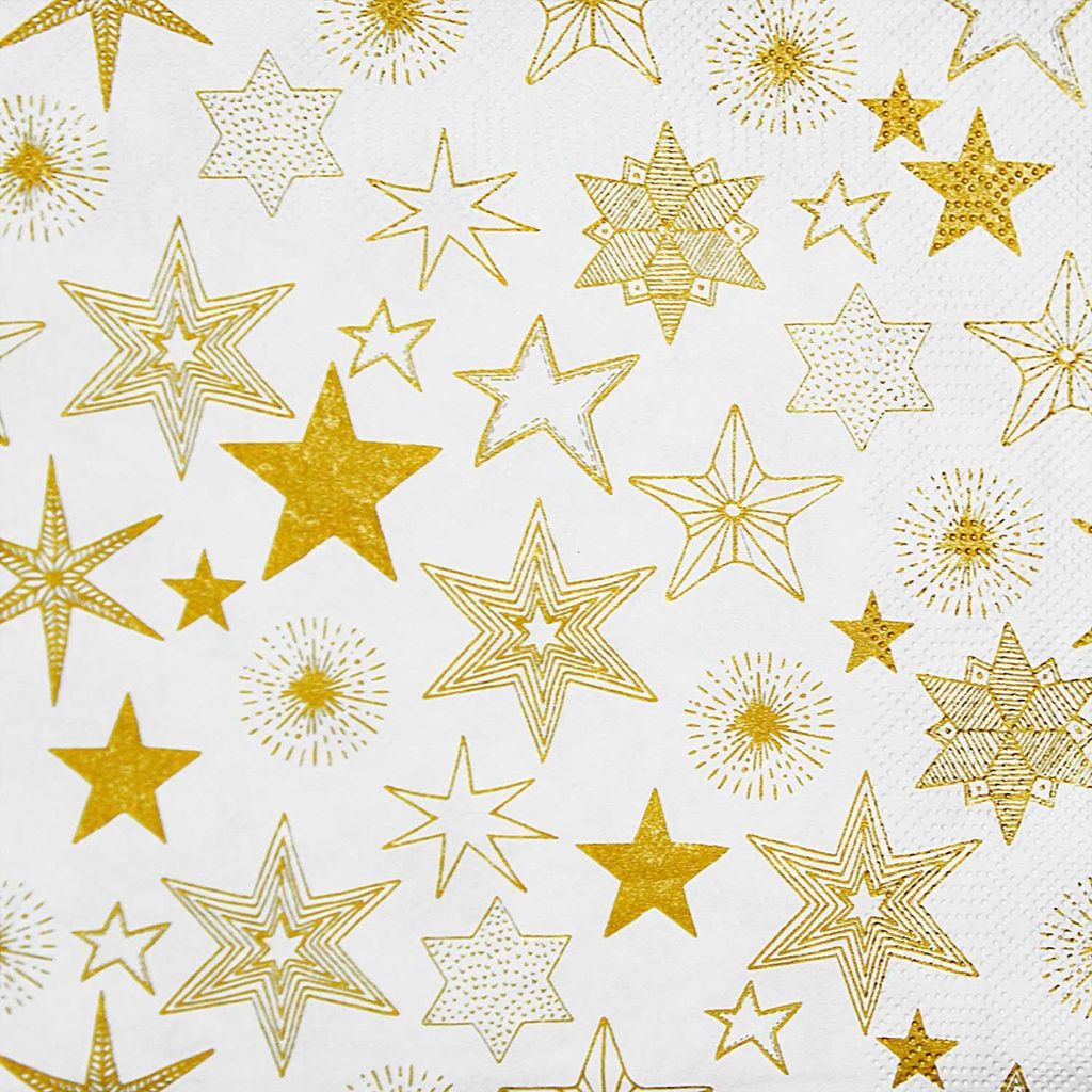 VEPATIM 200 Weihnachtsservietten 3-lagig 33 x 33 cm goldene Sterne