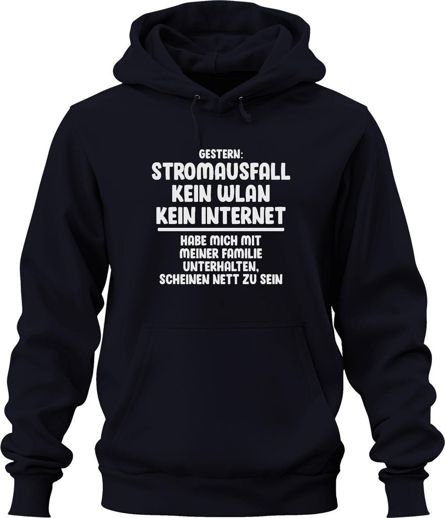 Stromausfall kein WLAN kein Internet Offline Gamer Humor Spaß Uni Hoodie Kapuzenpullover, Navy, 3XL