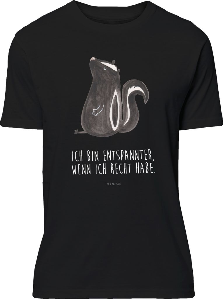 Mr. & Mrs. Panda Tshirt Stinktier Sitzen - Schwarz - Geschenk, oberteil, Spruch, S T-Shirt, Shirt, Wildtier, Büro, Jersey-Shirt, Raubtier, Recht