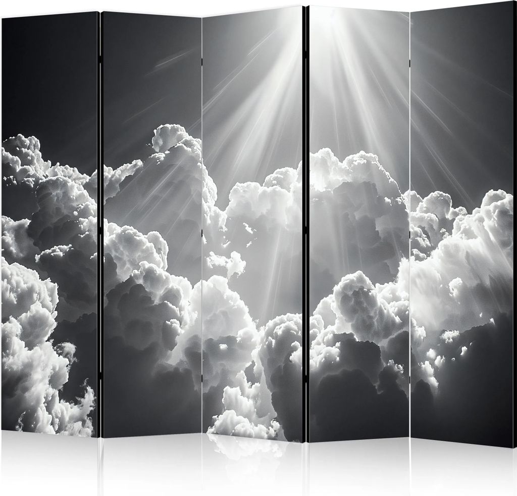 5-teiliger Einseitiger Vlies Paravent - Hope in the Clouds: Inspiring Rays of the Sun – Awaken Emotions 225x172 cm Landschaften b-H-10041-z-b