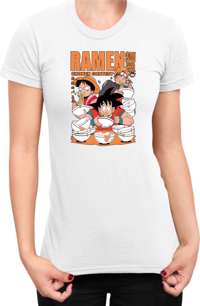 Damen T-Shirt Manga Japan Anime Comics Animation Anime Heroes Ramen Contest, Lady 2XL / Weiß