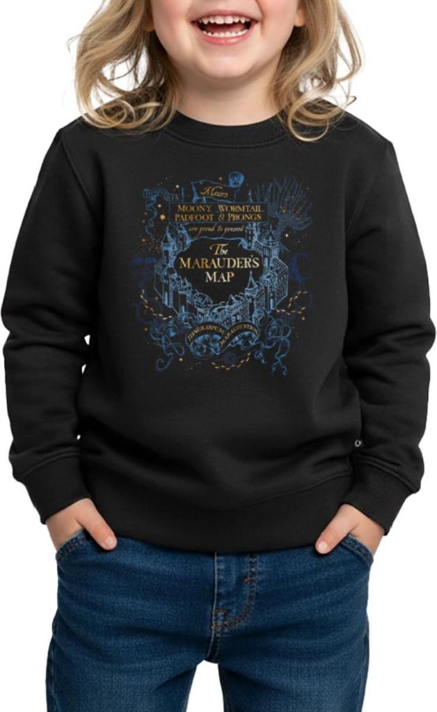 Spreadshirt Harry Potter The Marauder's Map Kinder/Teenager Premium Pullover, 122/128 (6 Jahre), Schwarz