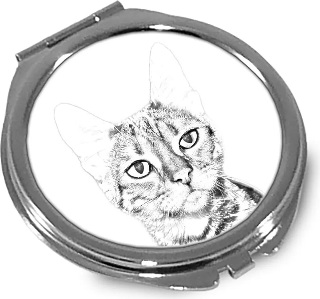 Gatto Toyger - Specchietto tascabile con gatto, specchietto tascabile personalizzato, specchietto compatto con logo Art Dog