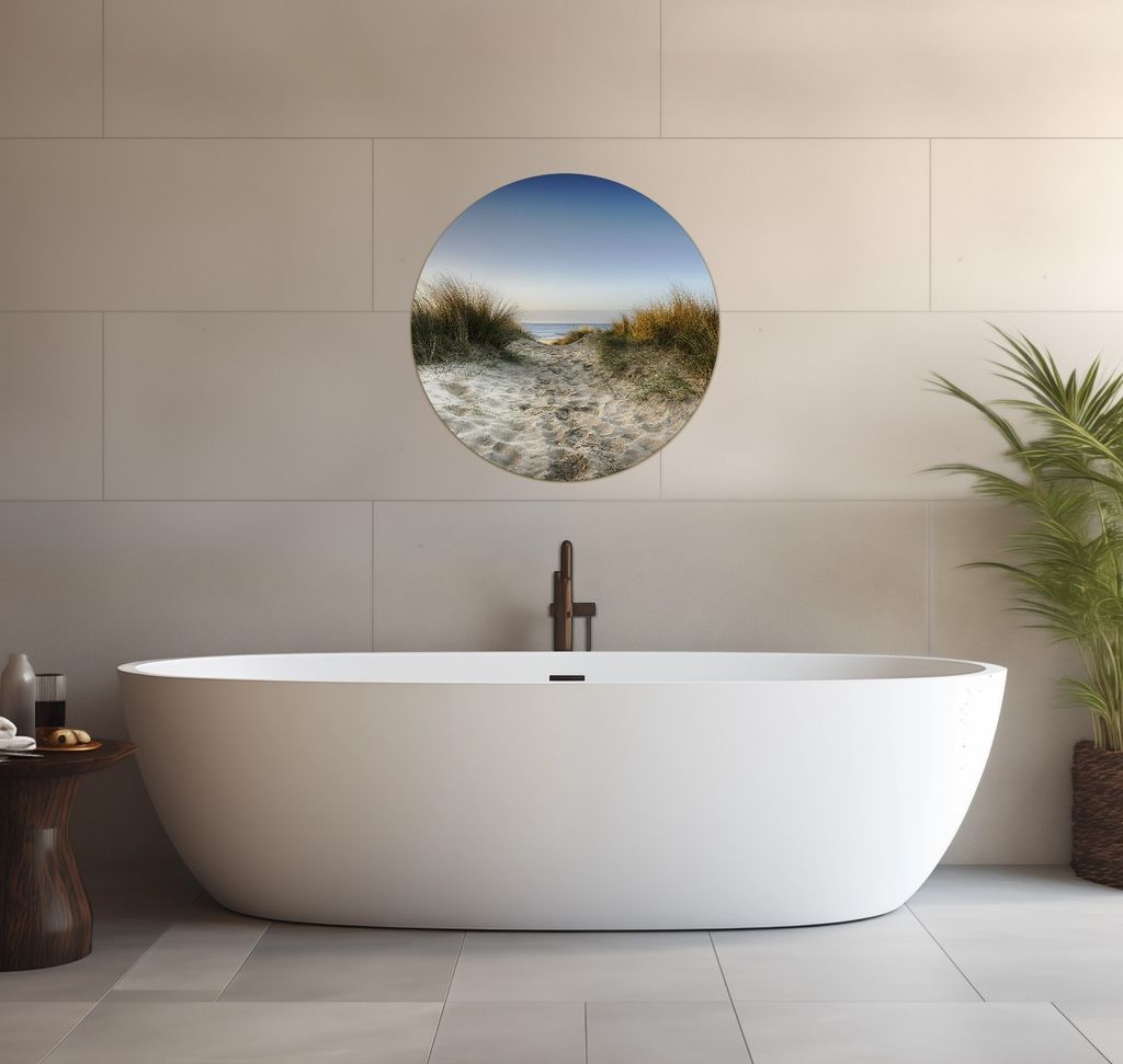 Wallario wasserfestes Poster selbstklebend 60 x 60 cm, Weg durch die Dünen zum Strand am Meer, Badezimmerposter Spritzschutz mit Hochglanzoberflä...