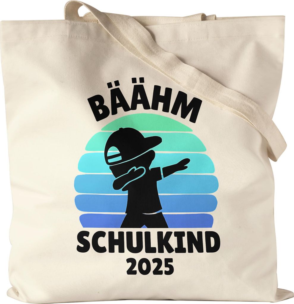 Bääähm Schulkind 2025 Tragetasche Dabbing Junge Einschulung Geschenk Erstklässler Retro Motiv