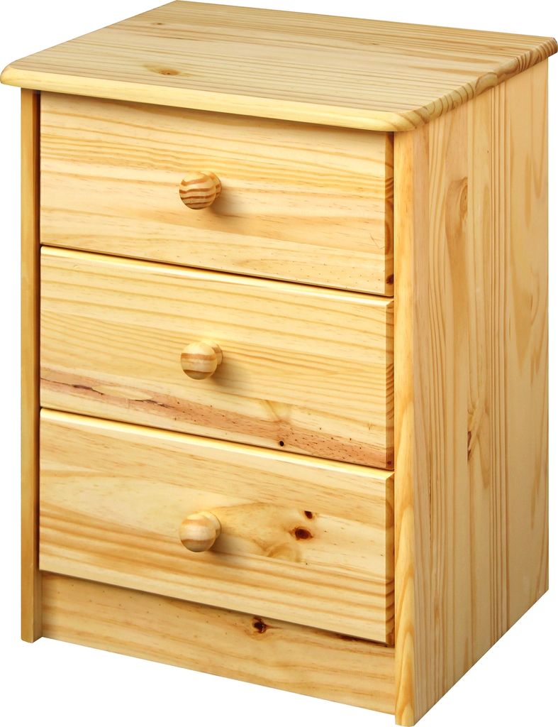 Möbilia Große Kommode | 3 Schubladen | Kiefer-Holz massiv | B 43 x T 35 x H 57 cm | natur-lackiert | 19020001 | Serie KOMMODE