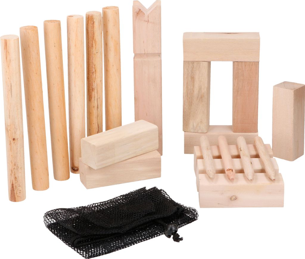 Eddy Toys Kubb Spiel Kubb - - Holz - mit Aufbewahrungstasche - klein