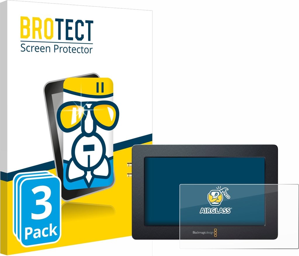 3x BROTECT Schutzglas für Blackmagic Design Blackmagic Video Assist 4K (7.0) Schutzfolie Panzer Folie Glas Display Schutz klar