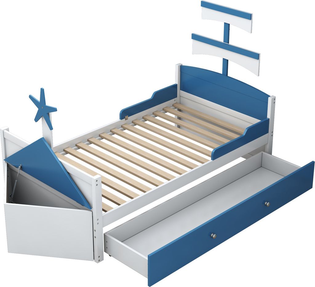 Kinderbett aus Holz,Einzelbett(90*200cm,mit 2 Produktbild 
