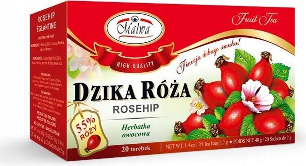 Malwa Herbata owocowa aromatyzowana dzika róża 20x2g Zdjęcie produktu 