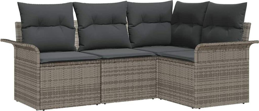 vidaXL Gartensofa-set mit Speicher 4 pcs Grau Poly-Rattan
