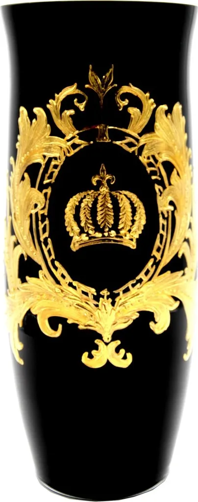 Vase Pompöös noir or 24k de 30 cm signé Harald Glööckler luxe