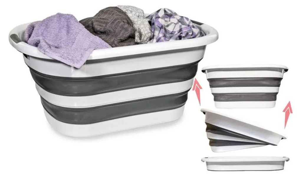 Corbeille à linge rétractable 40 litres en silicone - Bac pliable