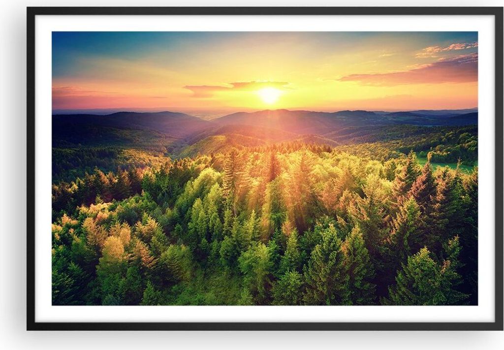 Gerahmtes Poster - Schwarzer Rahmen - Berge Natur - 91,5x61 cm - Wand Bild - Wanddeko - Wandbilder - Kunstposter - Wandposter - Bilderrahmen - Bild...