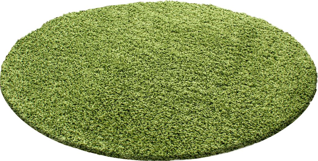 Villa Möbel Lifiva Wohnzimmer-Teppich, Hochflor-Teppich, Shaggy, Einfarbig, Farbe:Grün, Grösse:160 cm Rund