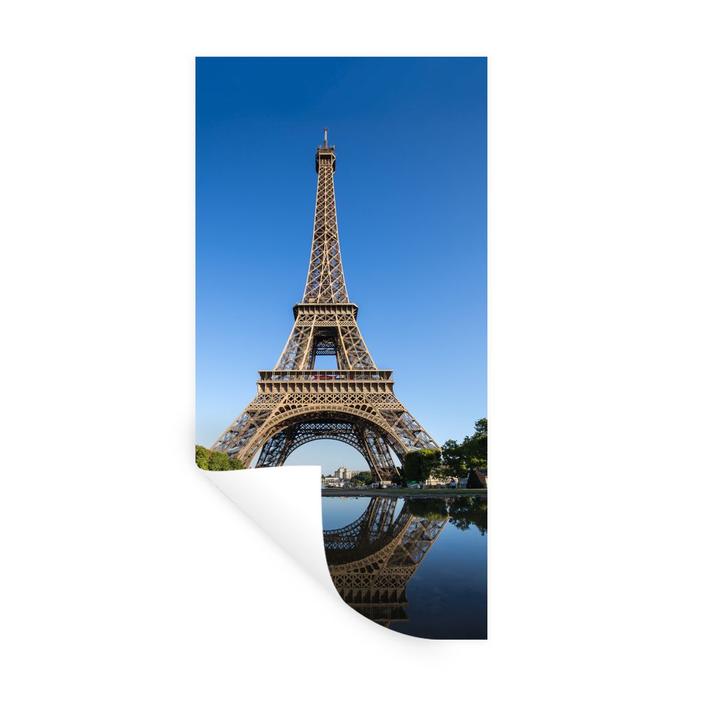 MuchoWow Wandtattoo Wandsticker Wandaufkleber Originalfoto des Eiffelturms in Paris 80x160 cm Selbstklebend und Repositionierbar - Sticker - Deko...