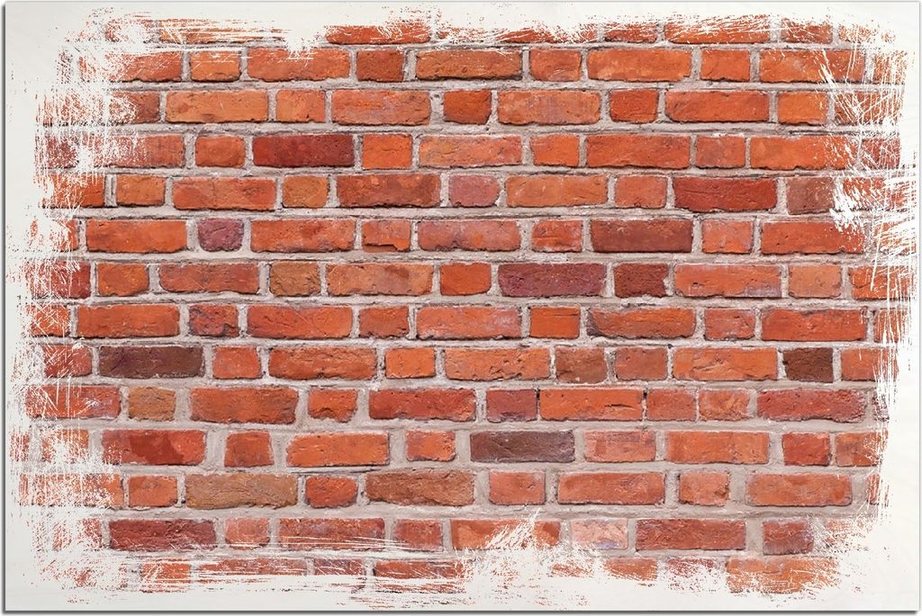 Kunstdrucke Wandbilder Holz in : Brillante Farben, Größe 60 x 90 cm Motiv Rote Ziegelsteinwand - Backsteine