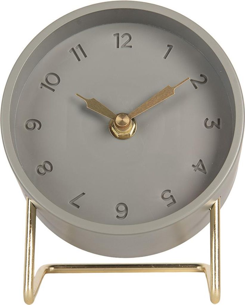 Clayre & Eef Tischuhr 1xAA Grau Metall