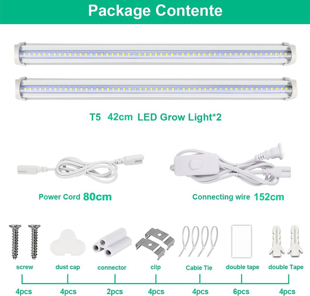 2pcs 42cm LED T5 lampe de plante spectre complet lumière de Image du produit 