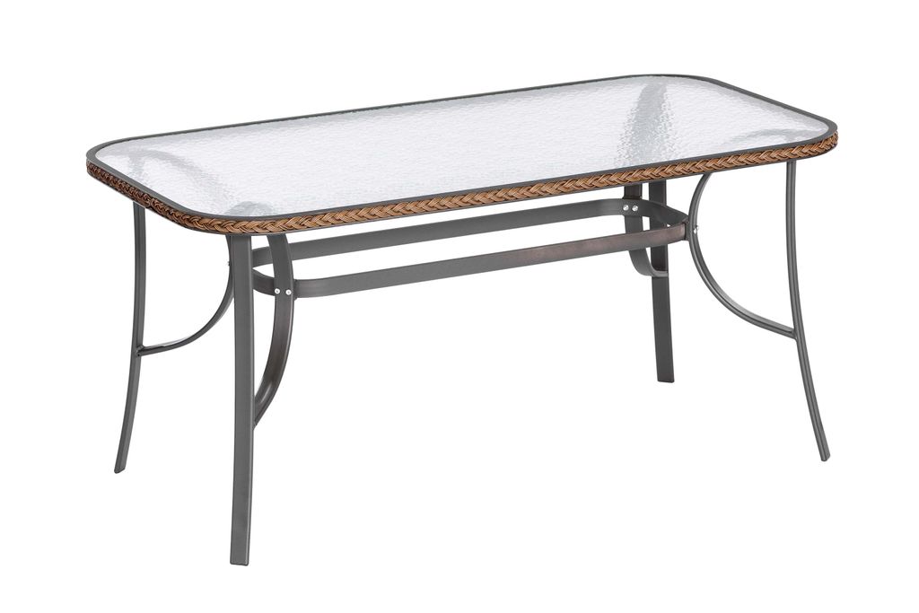 Merxx Gartentisch "Roma" 150 x 80 cm - Aluminiumgestell Graphit mit Kunststoffgeflecht Schoko