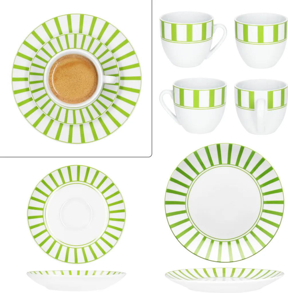Offerta servizio caffè 18 pezzi porcellana Split verde 6 persone - 5