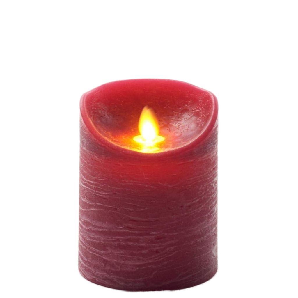 A red LED candle with a flickering flame.