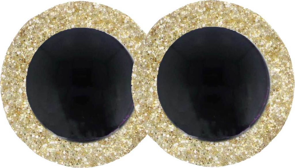 Glitzeraugen 2 Stück m. Gegenstück 18 mm gold