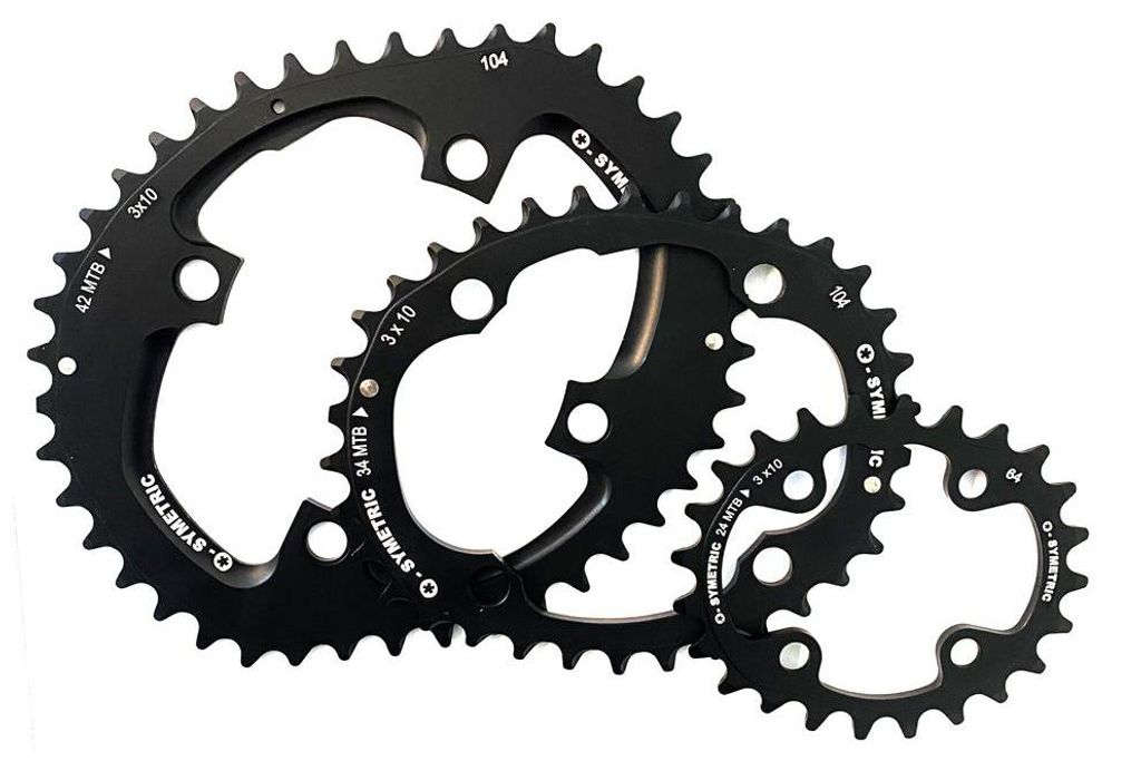 Stronglight Kettenblatt Kit Osymetric 104/64 MTB 3x10 42/34/24 Zähne sw