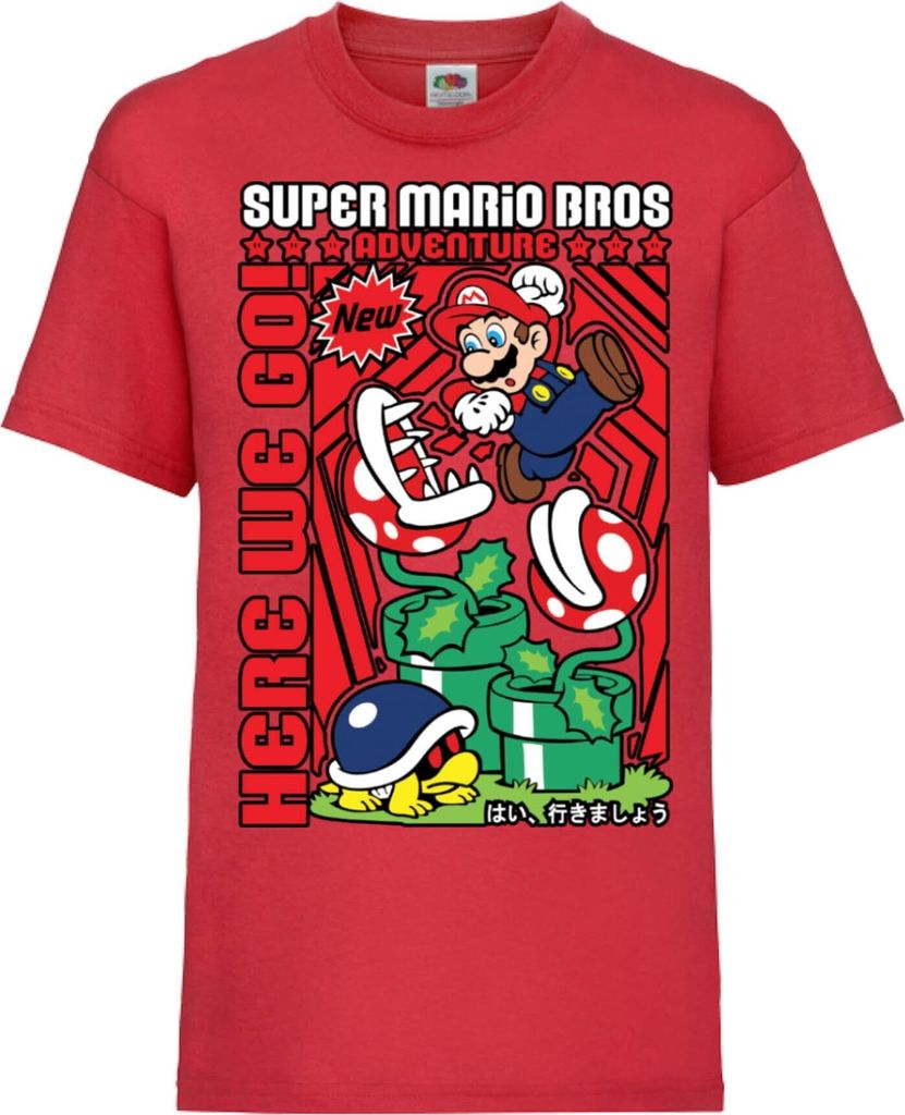 Kinder T-Shirt Game Mario Fun Bros, 9-11 Jahr - 140 / Rot