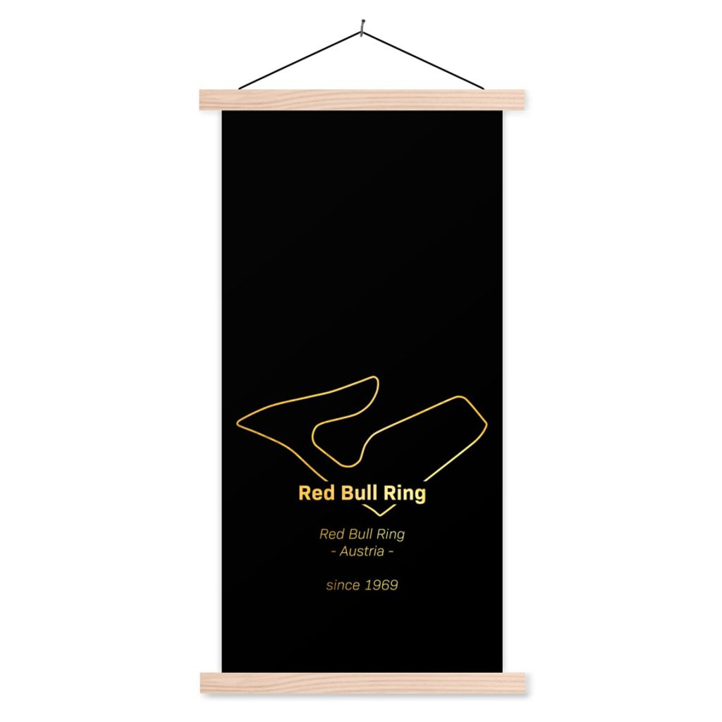 MuchoWow Textilposter Red Bull Ring - Österreich - Rennstrecke 60x120 cm mit holzfarbenen Rahmen - Holz