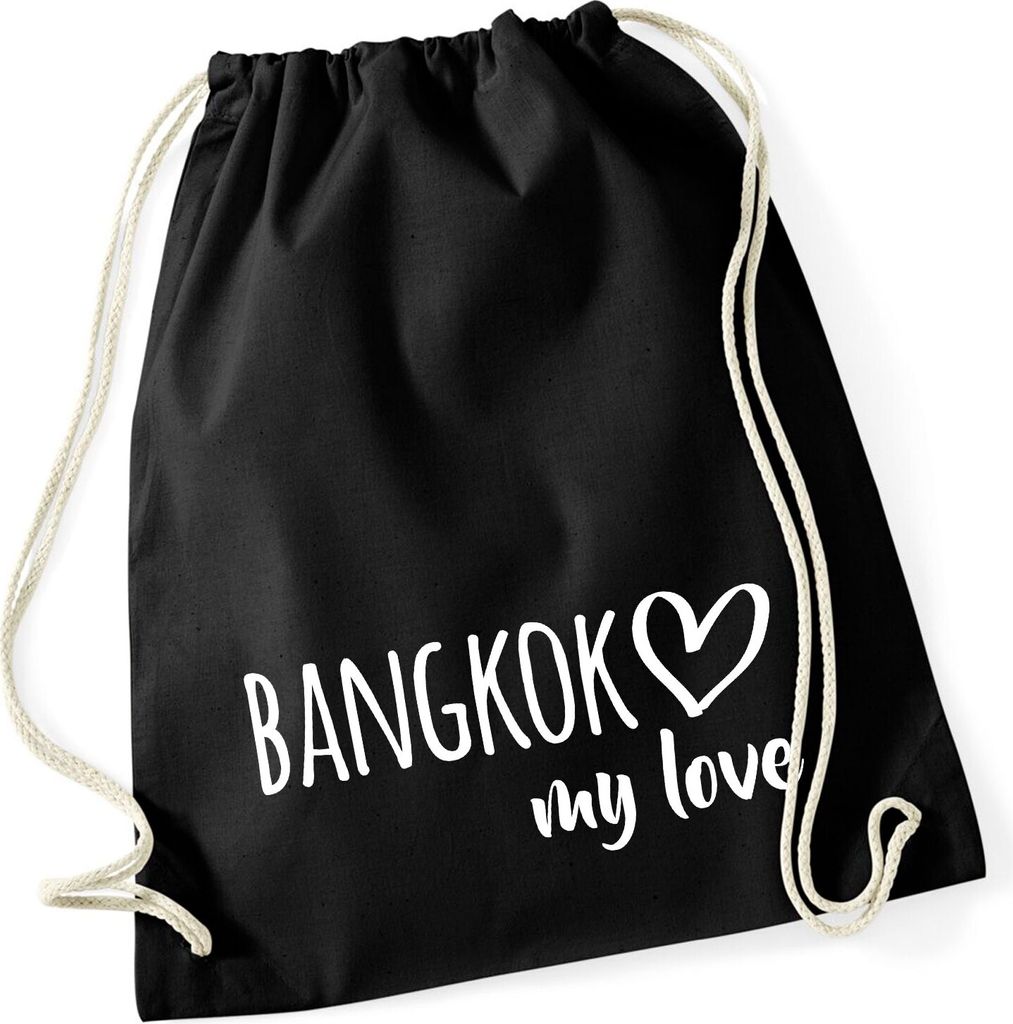 Huuraa Turnbeutel Bangkok my love 12 Liter Black Baumwolle Produktbild 