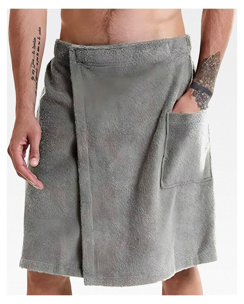 Saunakilt für Herren, Grau, 60 x 150 cm, Saunahandtuch für Männer, Geeignet für Sauna und Wellness