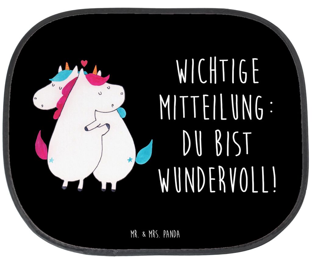 Mr. & Mrs. Panda Sonnenschutz Fürs Auto Einhorn Mitteilung - Schwarz - Geschenk, Ehe, Spruch, saugnapf, für Autoscheiben, Sonnenblende, Unicorn, ...