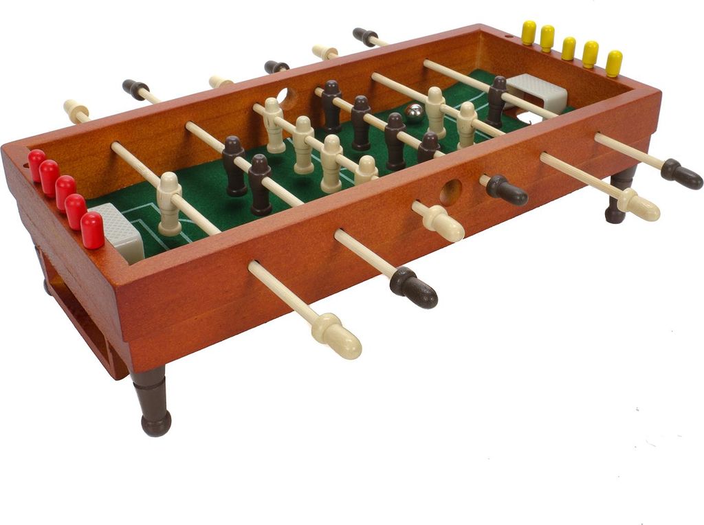 Mini Kickertisch, Tischfussballspiel für Kinder und Erwachsene, Mini-Tischfussball aus Holz mit 10 Torzähler-Pins, 2 Metallbälle, Größe (BxTxH...