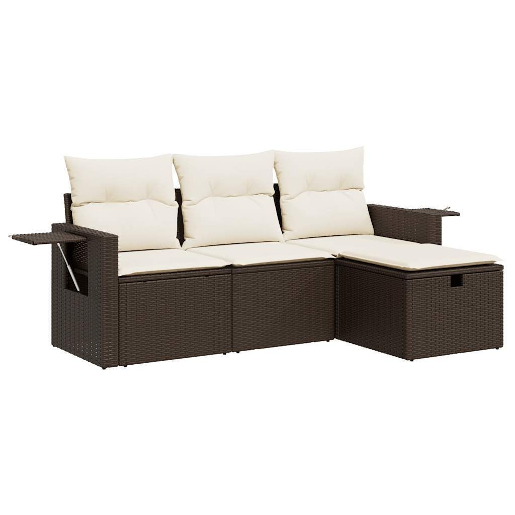 "WINTER SALE" 4-tlg. Garten-Lounge-Set - elegantes Design - Sitzgruppe/Gartengarnitur - mit Kissen Braun Poly Rattan - Terassenmöbel NeuMöbel863140