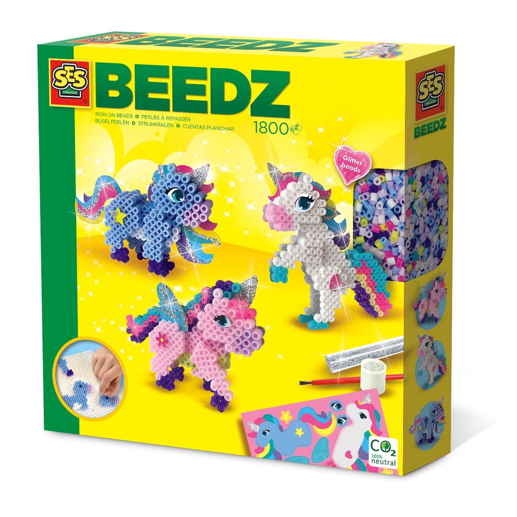 SES Creative Beedz 06263 Bügelperlen-Set Einhörner, 1200 Perlen mit magischen Motiven für Kinder, 5 Jahr(e), Junge/Mädchen, Kind, Einhorn, Kuns...