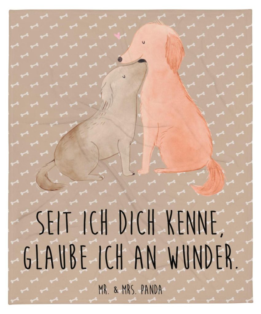 Mr. & Mrs. Panda Tagesdecke Hunde Liebe - Hundeglück - Geschenk, Sprüche, Decke, Herz, Optimitisch, Kuscheldecke, Hundespruch, Bettdecke, Hund, V...