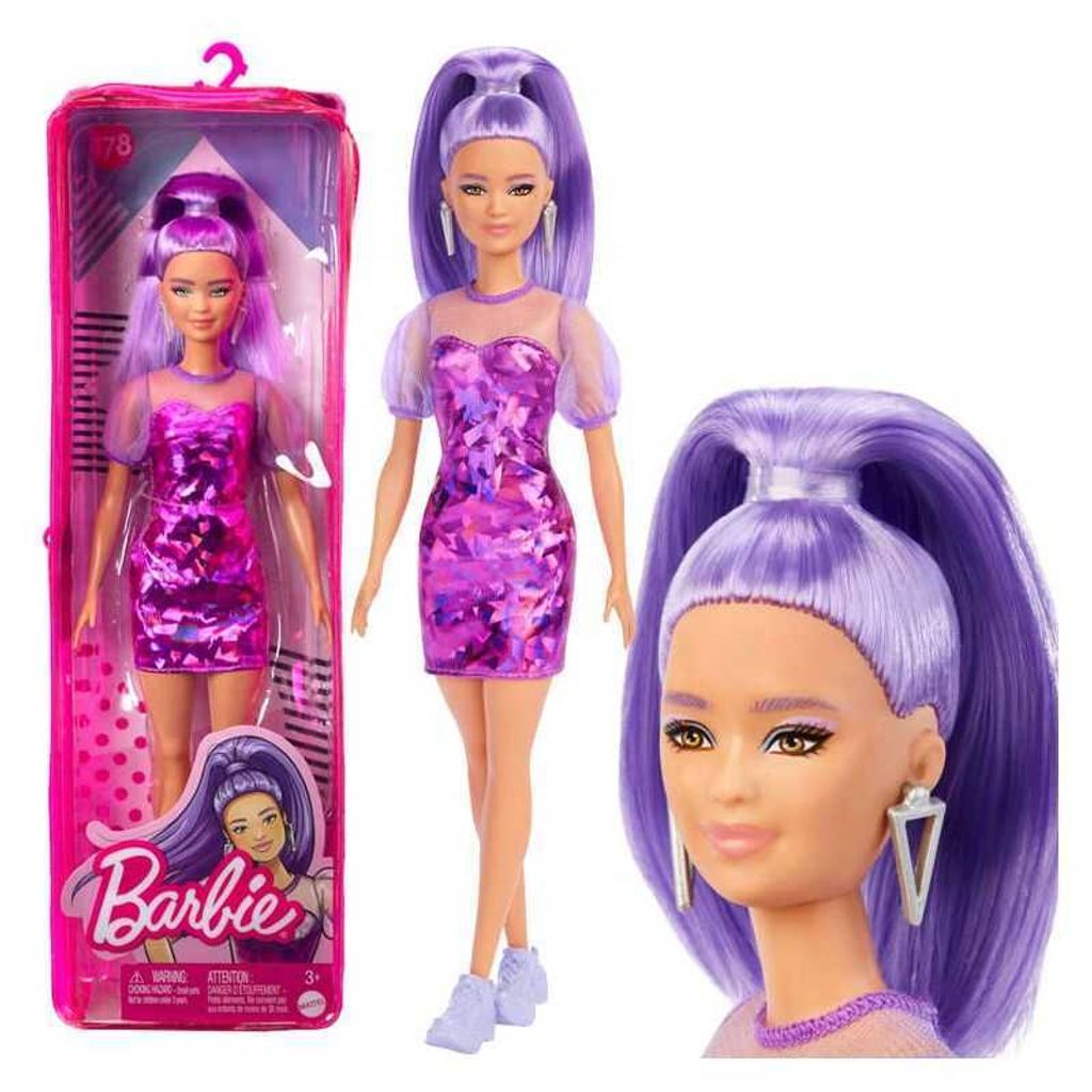 Barbie Fashionistas-Puppe, zierlich, lange, violette Haare Produktbild 9