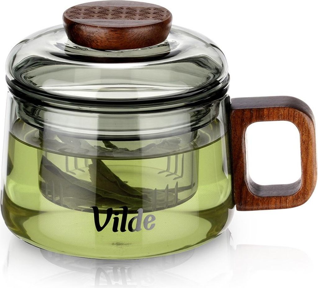 Vilde | Glas mit Teesieb - 240ml - Aus Glas - Mit Holzgriff Produktbild 