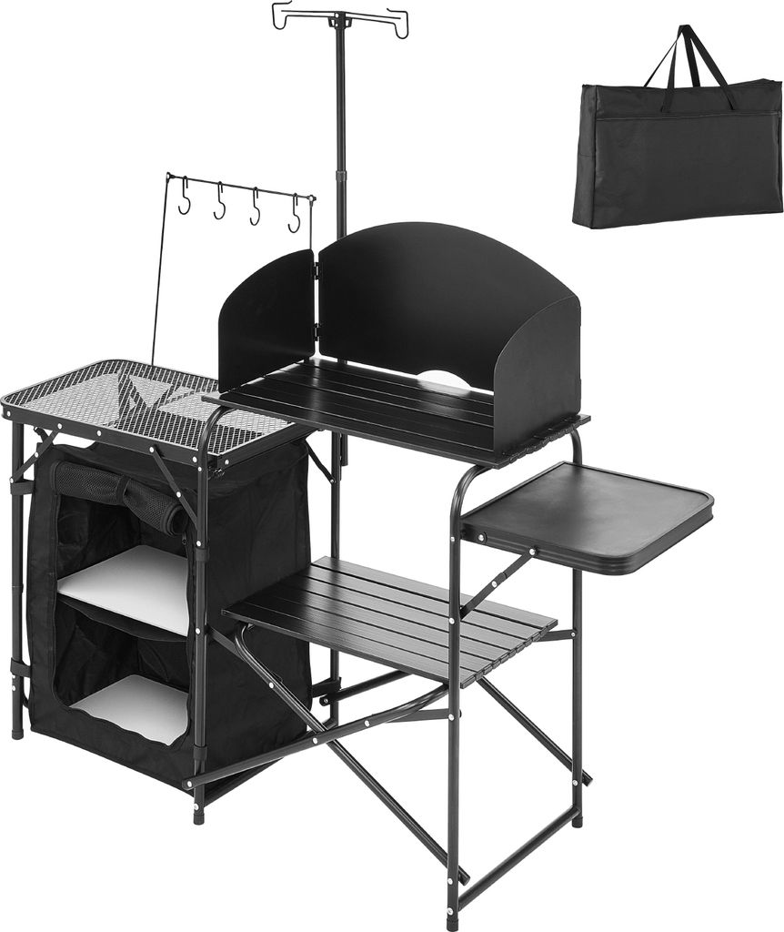 SucceBuy Tragbare Campingküche mit Schrank für Outdoor-Aktivitäten