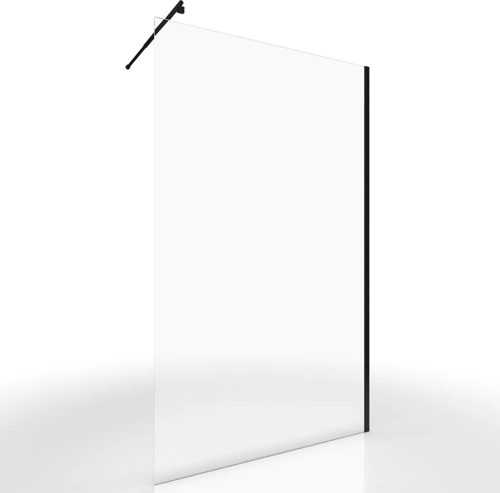 Paroi de douche 140x200cm en verre transparent avec profil noir mat
