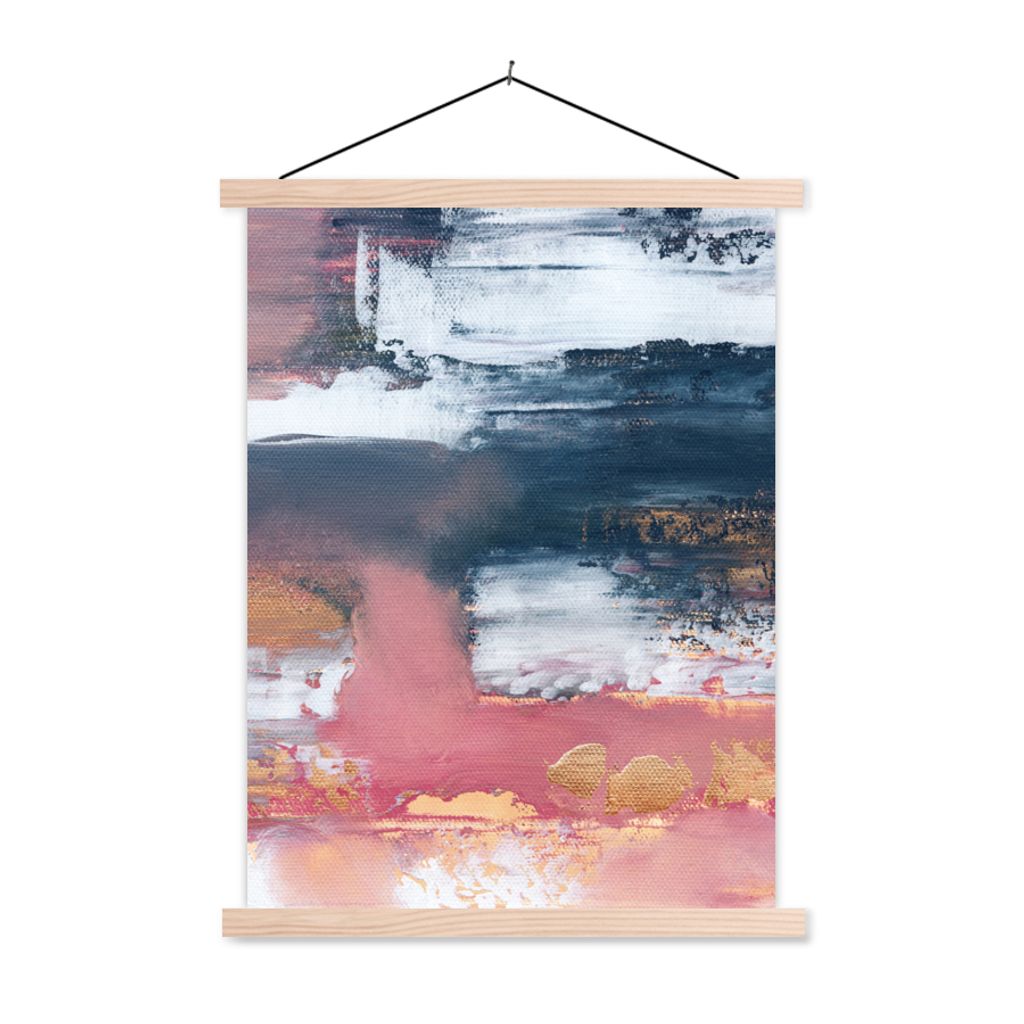 MuchoWow Textilposter Abstrakt - Malerei - Design 60x80 cm mit holzfarbenen Rahmen - Wandbild