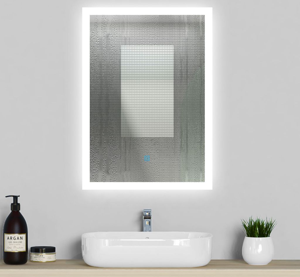 LED Badspiegel Badezimmerspiegel 80x60 mit Beleuchtung Lichtspiegel Wandspiegel mit Touch-schalter beschlagfrei IP44 energiesparend Kaltweiß