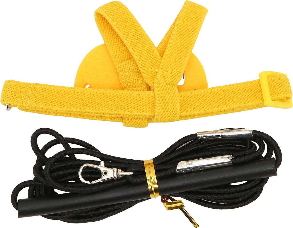 Vogelgeschirr, fliegende Führungsleine, elastisches Trainings-Traktionsseil für Papageien, S 32 cm, Gelb