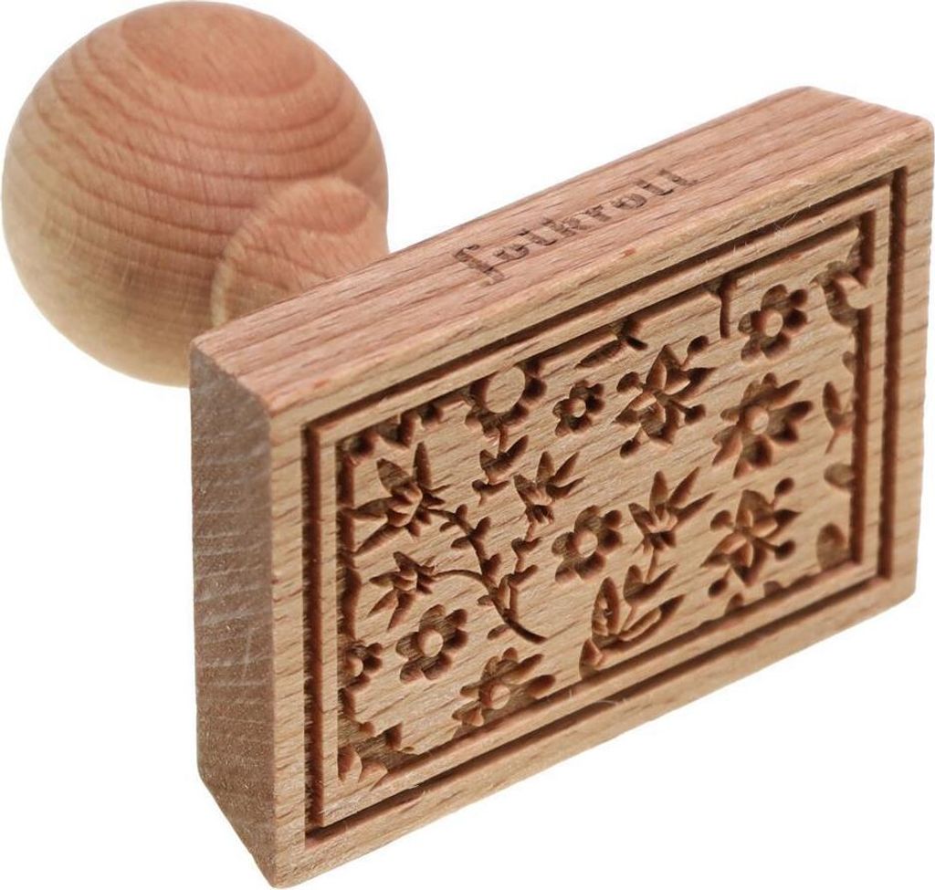 Folkroll Keksstempel Flower Power, 70x50 mm, Cookiestempel, Backstempel, Keks, Stempel, Motiv, Buchenholz, 336724
