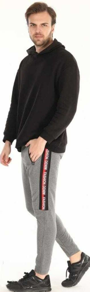 Herren Jogginghose Sporthose Grau XXL Trainingshose Sweathose Pyjama Baumwolle Warm P-55